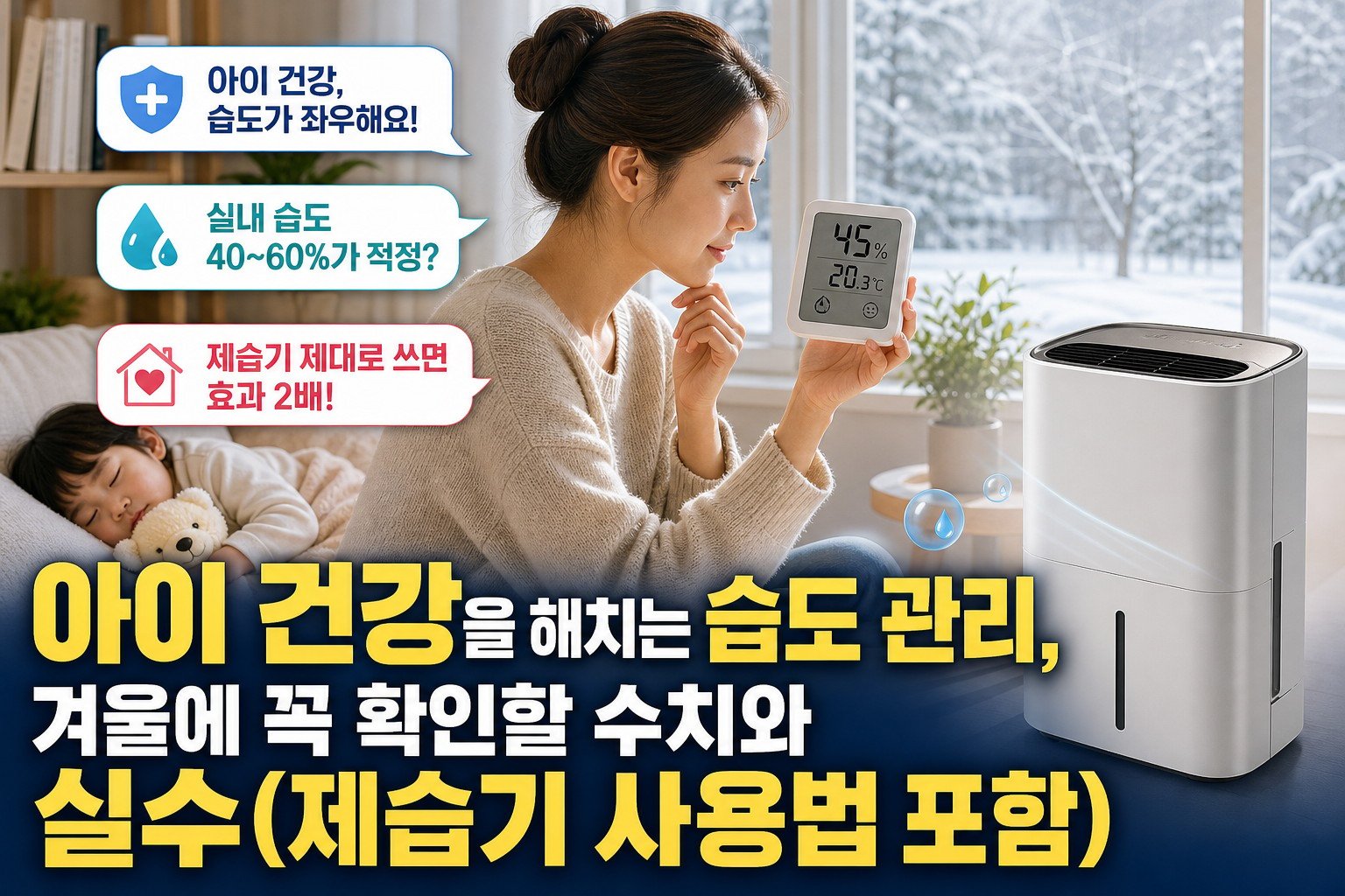 아이 건강을 해치는 습도 관리, 겨울에 꼭 확인할 수치와 실수(제습기 사용법 포함)