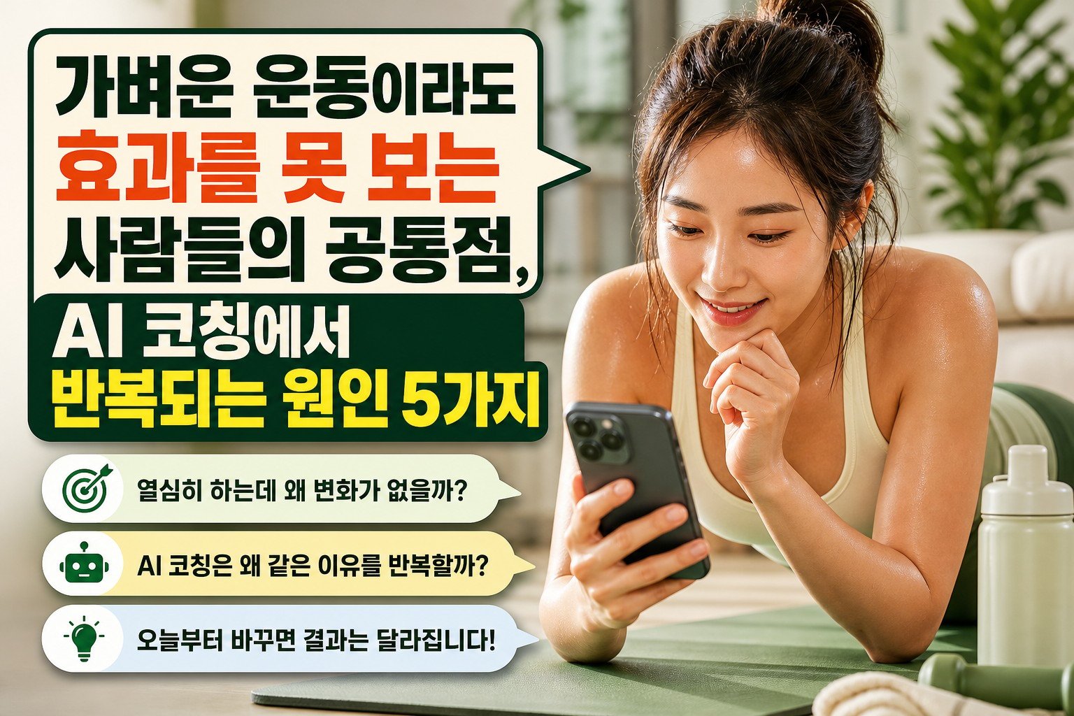 가벼운 운동이라도 효과를 못 보는 사람들의 공통점, AI 코칭에서 반복되는 원인 5가지