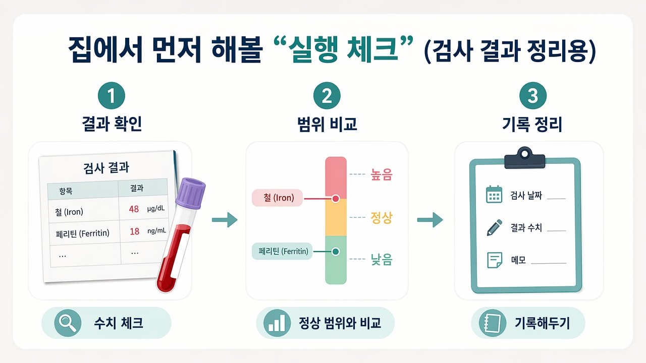 집에서 먼저 해볼 “실행 체크” (검사 결과 정리용)