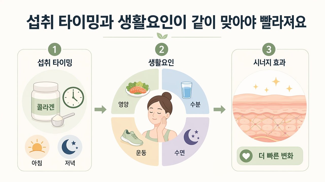 섭취 타이밍과 생활요인이 같이 맞아야 빨라져요