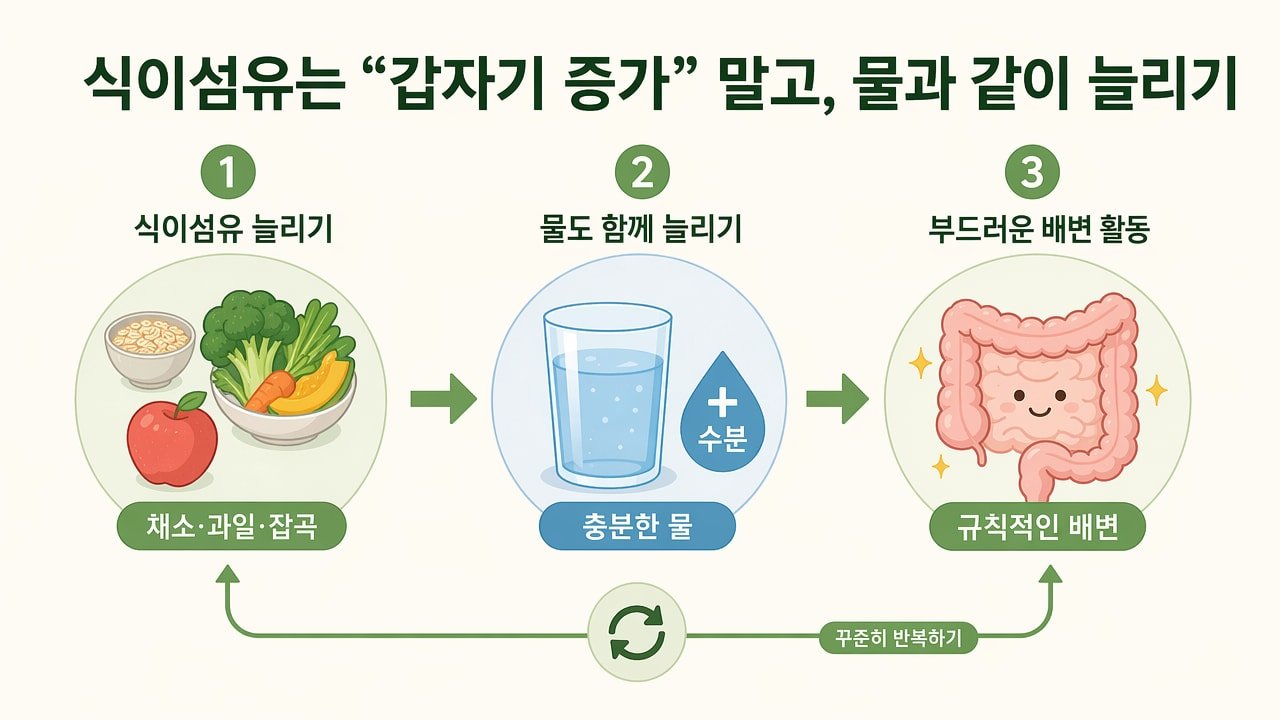 식이섬유는 “갑자기 증가” 말고, 물과 같이 늘리기