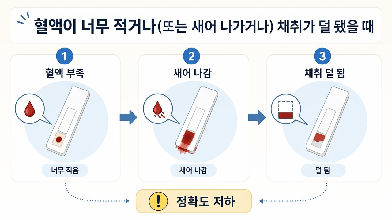 혈액이 너무 적거나(또는 새어 나가거나) 채취가 덜 됐을 때