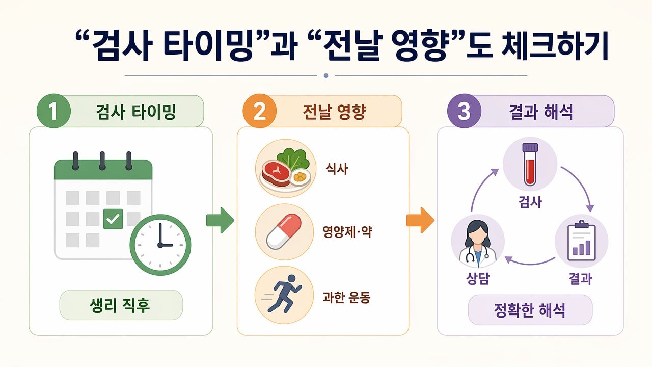 “검사 타이밍”과 “전날 영향”도 체크하기