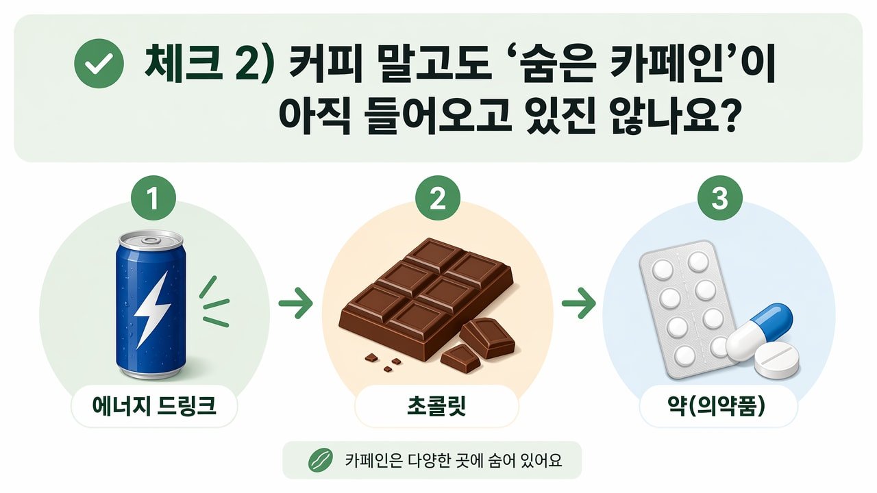 체크 2) 커피 말고도 ‘숨은 카페인’이 아직 들어오고 있진 않나요?