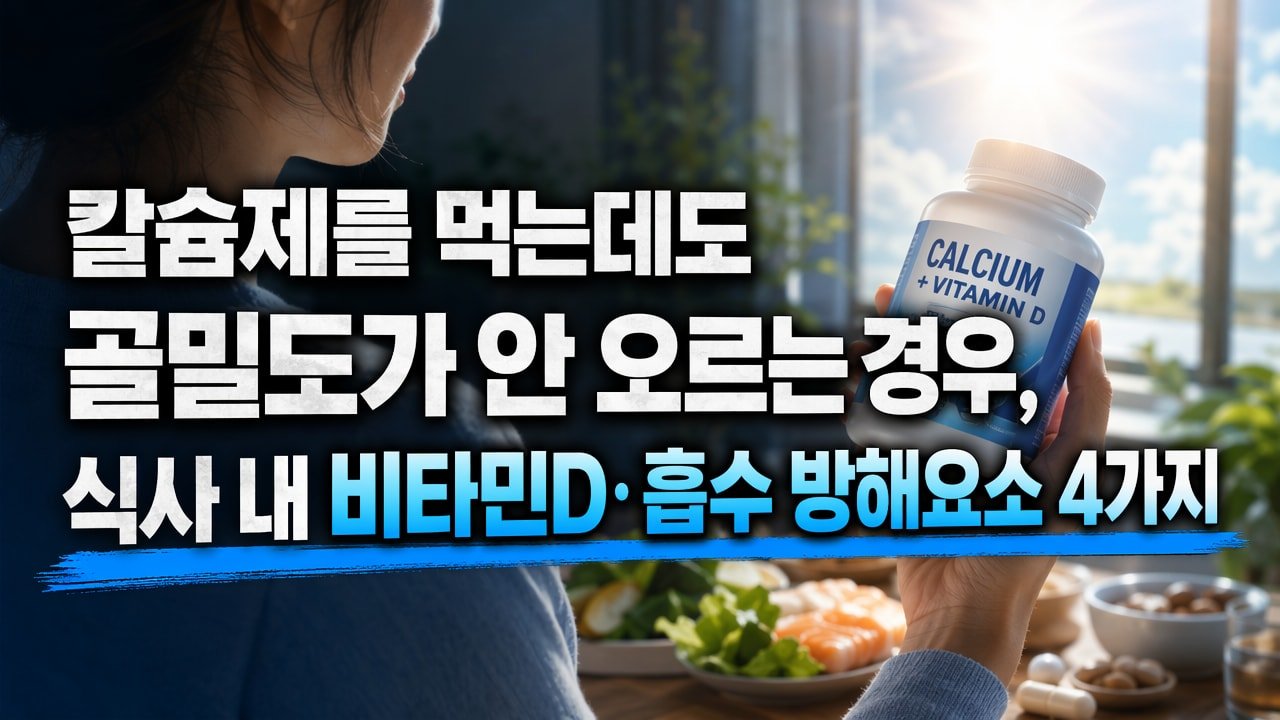 칼슘제를 먹는데도 골밀도가 안 오르는 경우, 식사 내 비타민D·흡수 방해요소 4가지