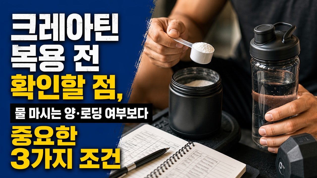 크레아틴 복용 전 확인할 점, 물 마시는 양·로딩 여부보다 중요한 3가지 조건