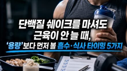 단백질 쉐이크를 마셔도 근육이 안 늘 때, ‘용량’보다 먼저 볼 흡수·식사 타이밍 5가지