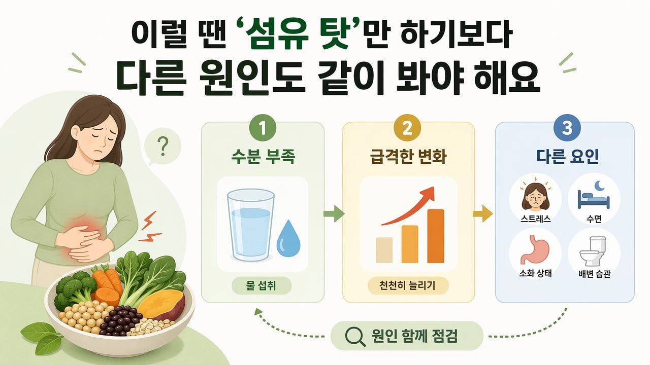 이럴 땐 ‘섬유 탓’만 하기보다 다른 원인도 같이 봐야 해요