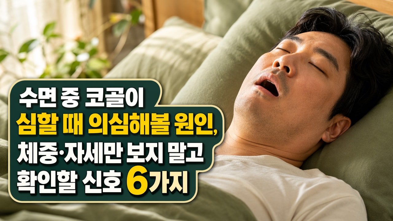 수면 중 코골이 심할 때 의심해볼 원인, 체중·자세만 보지 말고 확인할 신호 6가지
